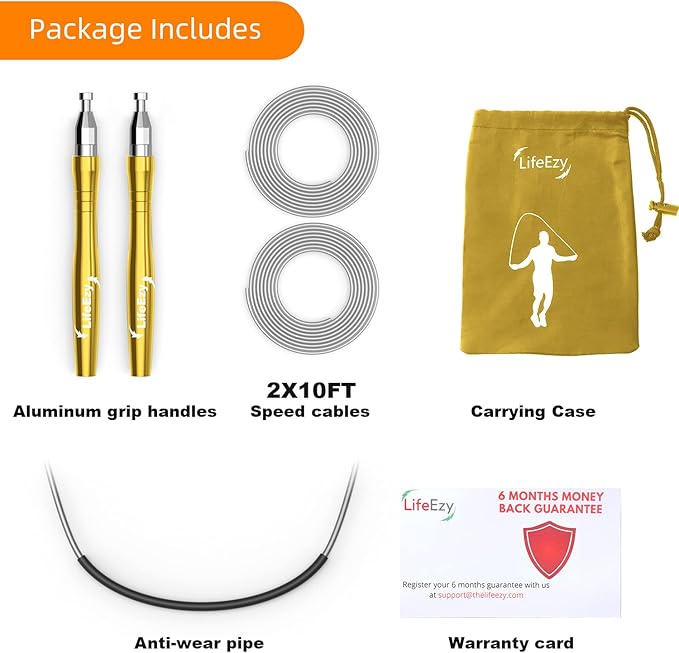 Jump Rope, High Speed Weighted Jump Rope - Premium Quality Tangle-Free - Self-Locking Screw-Free Design - Jump Ropes for Fitness - Skipping Rope for Workout Fitness, Crossfit & Home Exercises