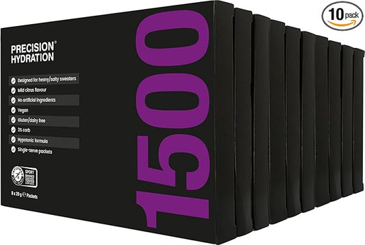 Precision Hydration Electrolyte Powder - No Artificial Ingredients,Multi Strength Hydration Packets - Individual Waterproof Servings - Gluten Free,(10 Boxes (80 Packets,1500mg/L- Purple)