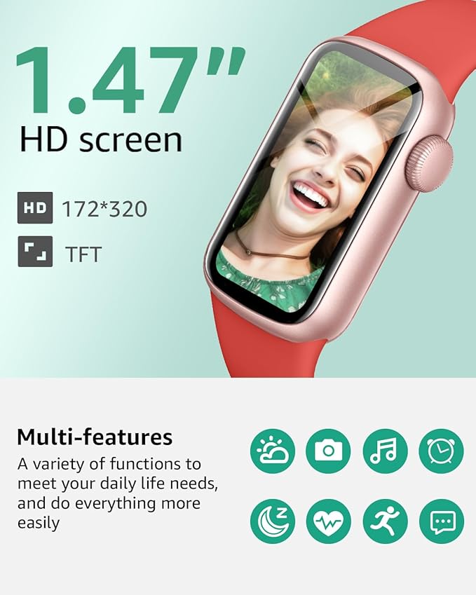 IMFRCHCS Fitness Tracker,Smart Watch with 1.47" Touch Display,137+Sport Modes Fitness Watch with Heart Rate Sleep Monitor, Step Counter,IP68 Waterproof Activity Trackers for Women Men