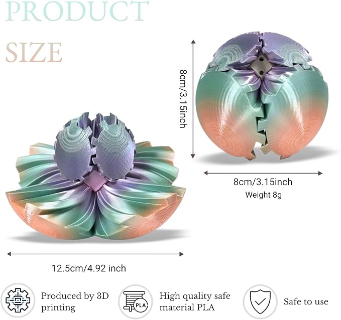 Gear Ball, 3D Printed Gear Ball, Gear Sphere Fidget Toy Stress Relief Toy for ADHD, Anxiety Relaxing Toy for Adults at Work/Study/Travel (MiniColor, TwistedLine)