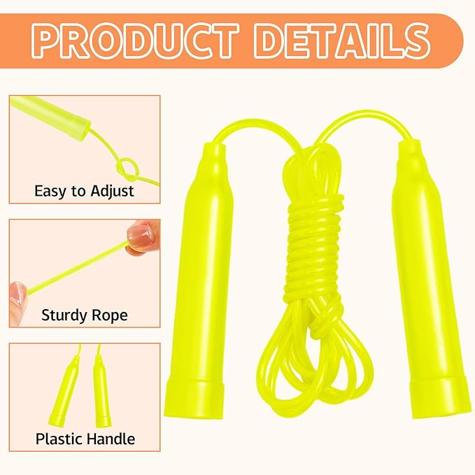 30 Pcs Kids Jump Rope,Colorful Jump Ropes for Kids,7.2 Feet Plastic Jump Ropes,Adjustable Skipping Rope,Jumping Ropes for Party Favors,Birthday Gifts,Indoor Outdoor Activity