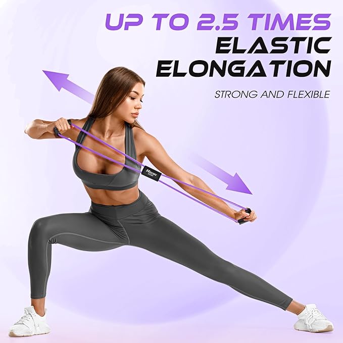 Figure 8 Resistance Band, Exercise Bands for Back, 8 Shaped Resistance Bands for Arms, Shoulder, Leg Stretching, Physical Therapy, Yoga, Pilates, Home Gym Workout Equipment for Women Men