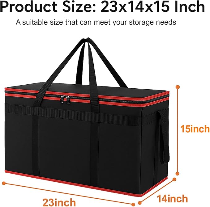Bodaon Large 2-Pack Insulated Food Delivery Bag With Hard Bottom, XXXL Pizza Cooler Bags, Grocery Shopping and Catering, Cold/Hot Styrofoam Carrier for Travel/Doordash/Car, Door Dash Accessories
