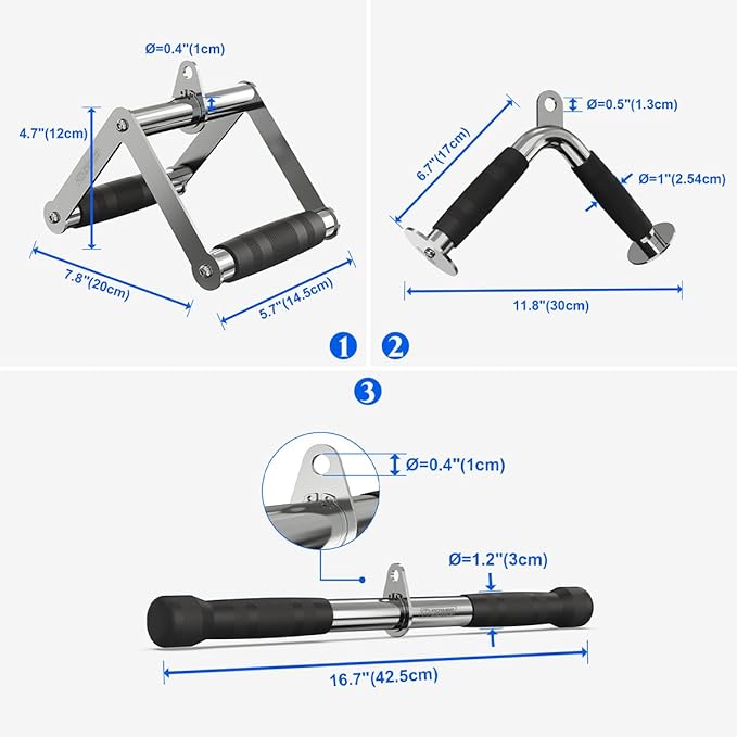 POWER GUIDANCE Cable Machine Attachment, LAT Pulldown Attachments, Cable Attachments for Gym, Home Gym Accessories