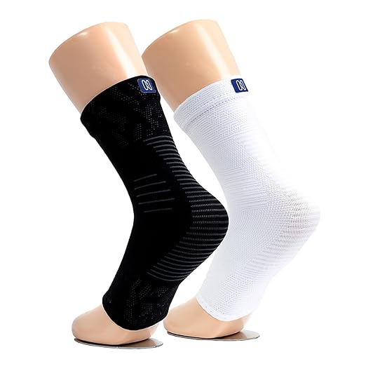 Compression Socks for Women & Men (1 Pair) - BEST Ankle Brace Support Sleeve for Neuropathy, Plantar Fasciitis, Diabetic Foot Nerve Pain Relief - Toeless (Medium, White)