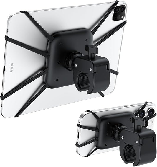 2-in-1 Spin Bike Tablet Holder Mount, Treadmill Tablet Holder Anti-Slip Silicone Design, Phone Holder for Peloton Bike Fits All 5.5-12.9"" Cell Phones and Tablets, Black, Z11pro