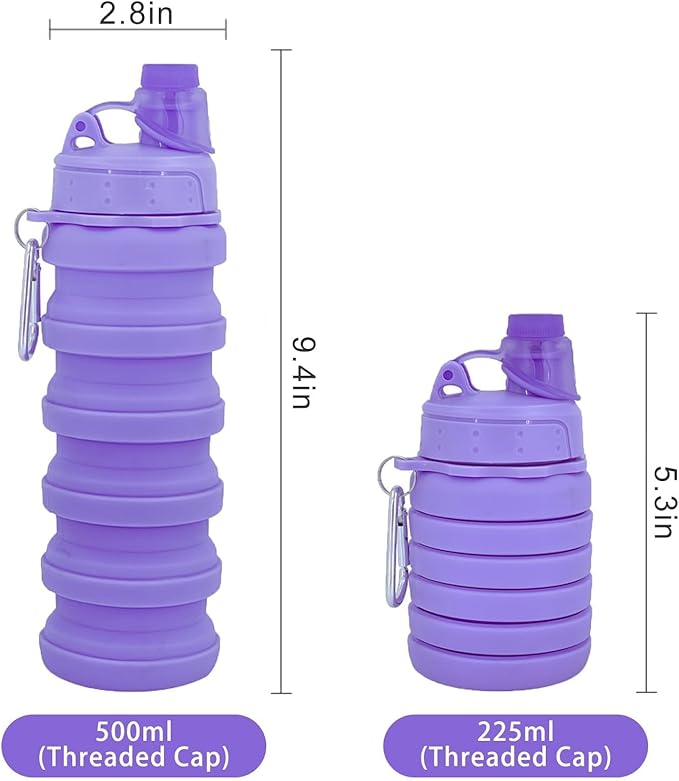 Collapsible Water Bottles Travel water bottle Sports Portable Sport Water Bottle Reusable Water Bottles comes with mountaineering Buckle 500ml silicone Water-proof camping water bottle
