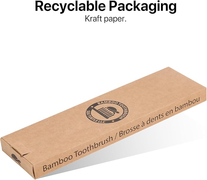 Sea Turtle Plant-Based Bristles, Bamboo Toothbrushes, Soft Natural Toothbrush for Adults (4 Pack)