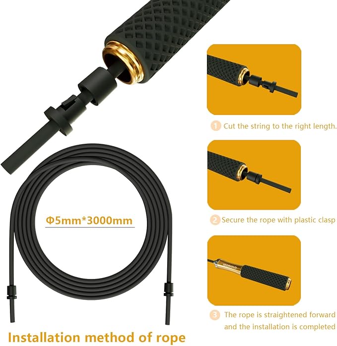 5mm PVC Jump Rope For Men Women - Dual Ball Bearing -Metal Handle Core Covered Rubber Grip- Adjustable 10ft long Skipping Rope - Good For Workout Fitness Weight loss