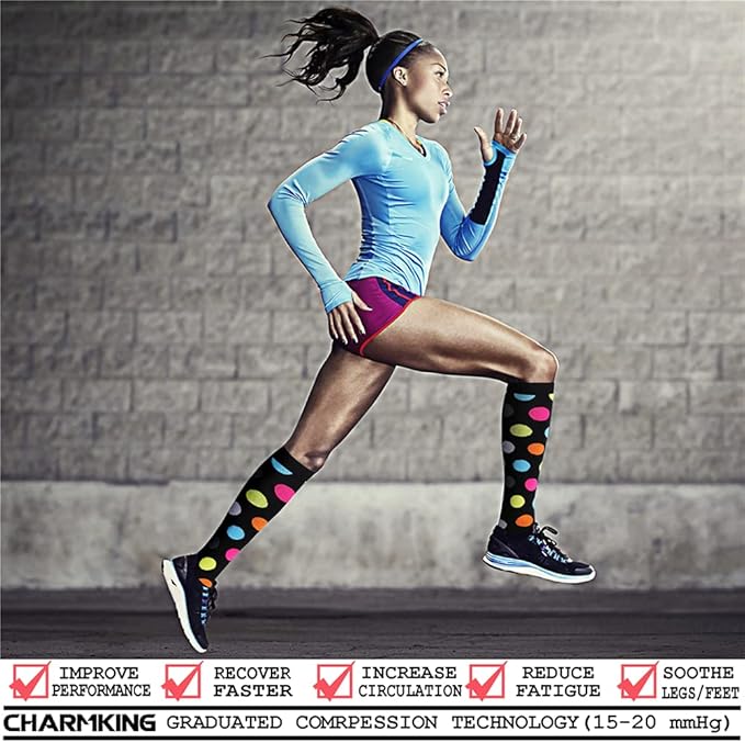 CHARMKING Compression Socks for Women & Men Circulation (8 Pairs) 15-20 mmHg is Best Support for Athletic Running,Hiking