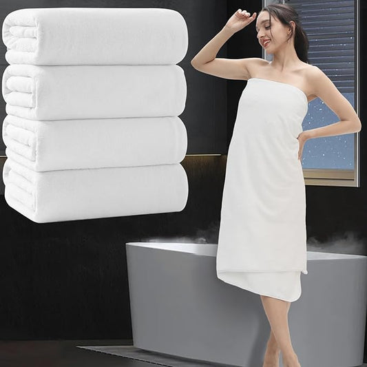 Extra Large Bath Sheet 4 Piece (35"x70")-Ultra Soft Oversized Bath Towel,Bath Sheet Set for Bathroom Hotel,Plush Highly Absorbent Quick Dry Shower Towel Set for Adults,Bathroom Towel Set White