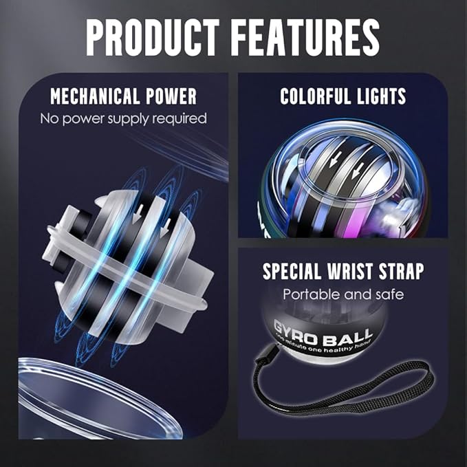 Wrist Ball, 2026 New Wrist Ball Exerciser, Auto-Start Wrist Balls Hand Exerciser, Adjustable Resistance, Hand Strengthening Devices for Strengthen Arms, Bones and Muscles, Joint Relief