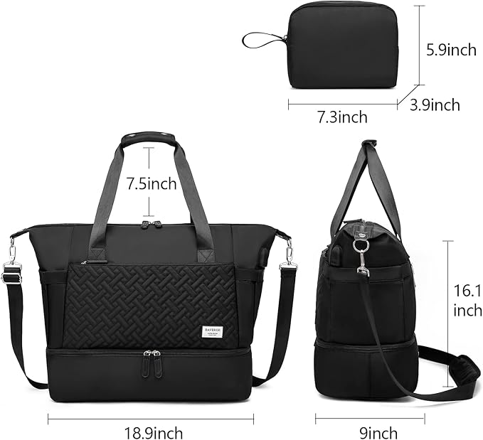 Duffle Bag for Travel, Weekender Bag with Shoe Compartment, Carry On Overnight Bag for Women with Toiletry Bag, Gym Bag with Wet Pocket, Hospital Bags for Labor and Delivery Beige