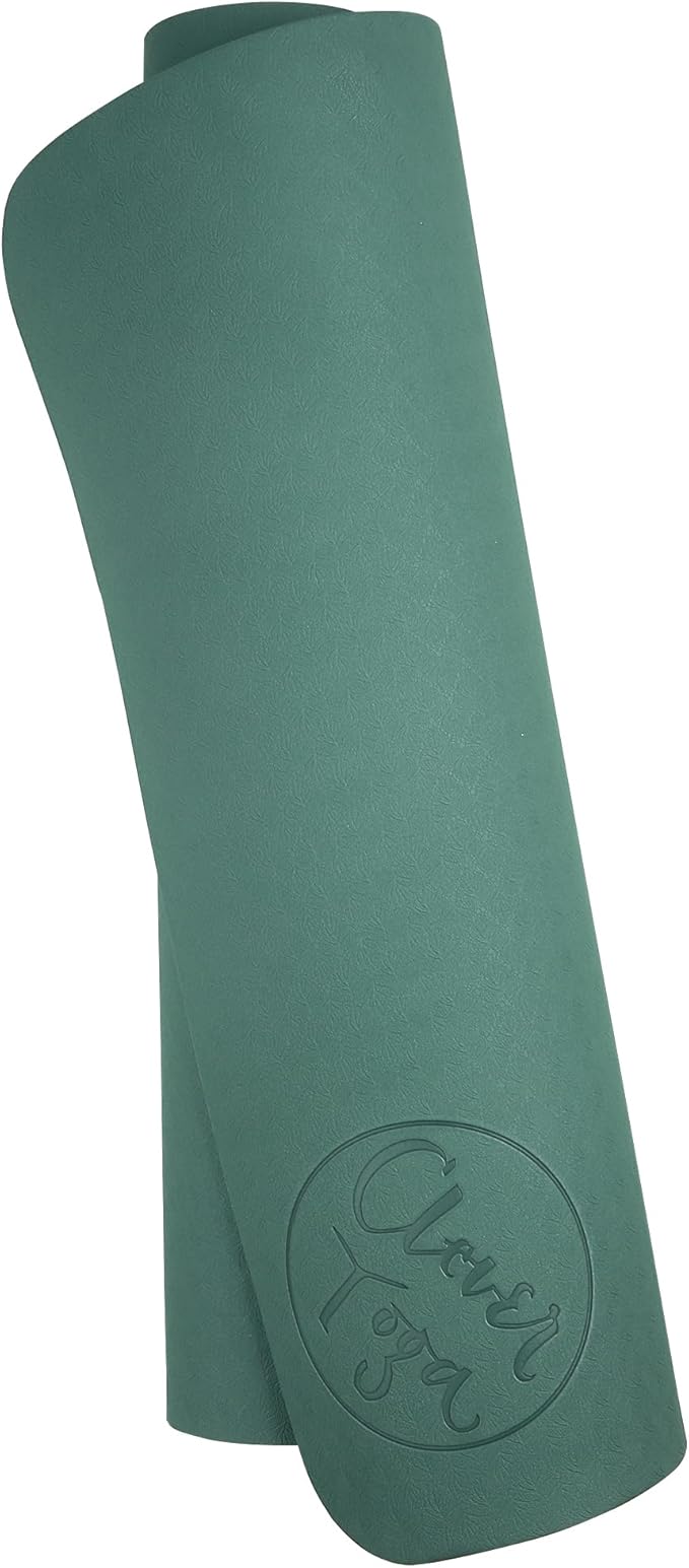 Clever Yoga Better Grip Thick Yoga Mat - Beginner Exercise Yoga Mat with Non-Slip Surface for Home Gym, Earth-Friendly & Recyclable Pilates and Workout Pad Women & Men, 1/4 Inch Thick