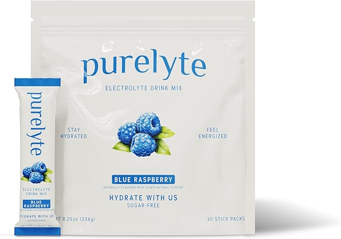 Electrolyte Drink Mix – Sugar-Free Hydration Powder Packets – Clean Electrolytes with Trace Minerals – Keto, Vegan, Gluten-Free – No Artificial Sweeteners – 30 Sticks – Blue Raspberry