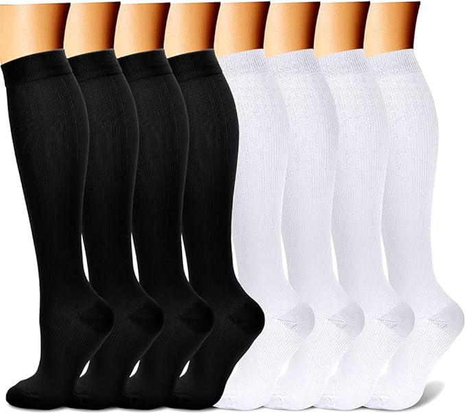 CHARMKING Compression Socks for Women & Men Circulation (8 Pairs) 15-20 mmHg is Best Support for Athletic Running,Hiking