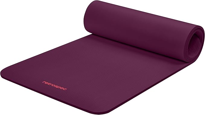Retrospec Solana Yoga Mat 1/2" Thick w/Nylon Strap for Men & Women - Non Slip Exercise Mat for Yoga, Pilates, Stretching, Floor & Fitness Workouts