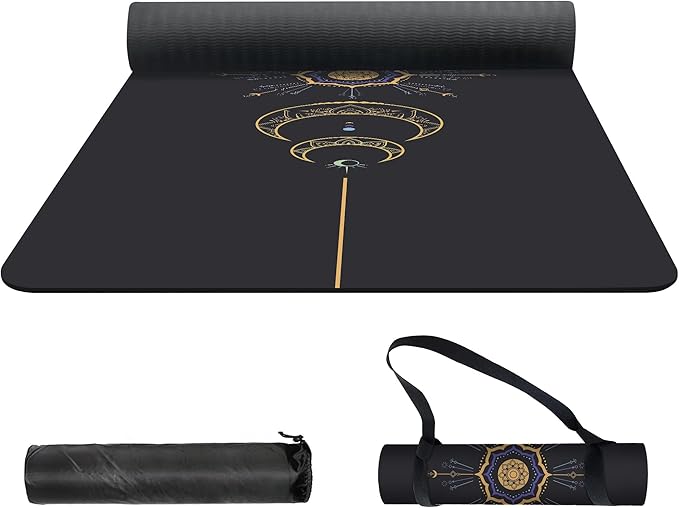 nuveti Yoga Mat Print Extra Thick TPE Non Slip Fitness Exercise Mat with Carrying Bag,72"x24" Extra Thick 6MM Exercise & Workout Mat for Yoga, Pilates Fitness and Floor Exercises