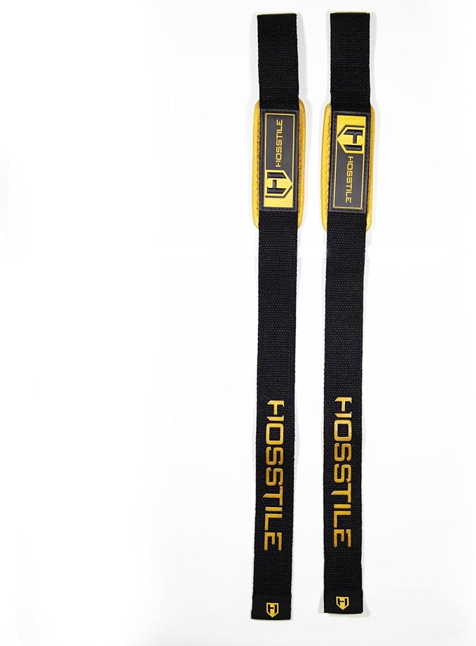 HOSSTILE Padded Lifting Wrist Straps (Pair) - Reinforced Neoprene Support for Powerlifting, Bodybuilding, Gym Workouts, Strength Training, Deadlifts & Fitness Workouts - Extra Long, Durable, Adjustable