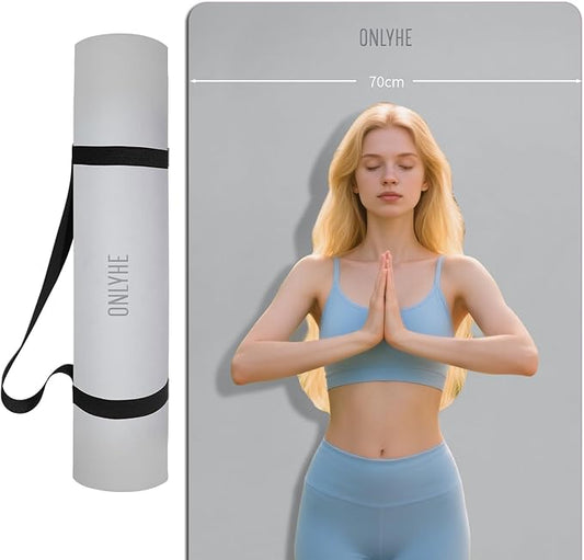 Yoga Mat Extra thick 8mm Exercise mat, Soft Lightweight TPE Fitness Mat with strap, High Elasticity, Anti-fatigue,non-slip mat for Women, Yoga, Camping, Travel, Gym & Outdoor | 72"L x 0.32"Th