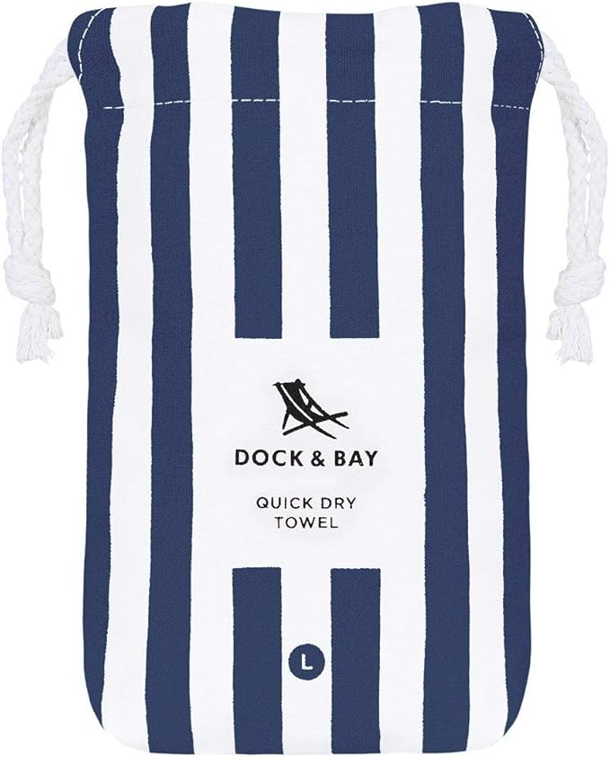 Dock & Bay Beach Towel - Quick Dry, Sand Free - Compact, Lightweight - 100% Recycled - Includes Bag - Cabana - Whitsunday Blue - Extra Large (200x90cm, 78x35)