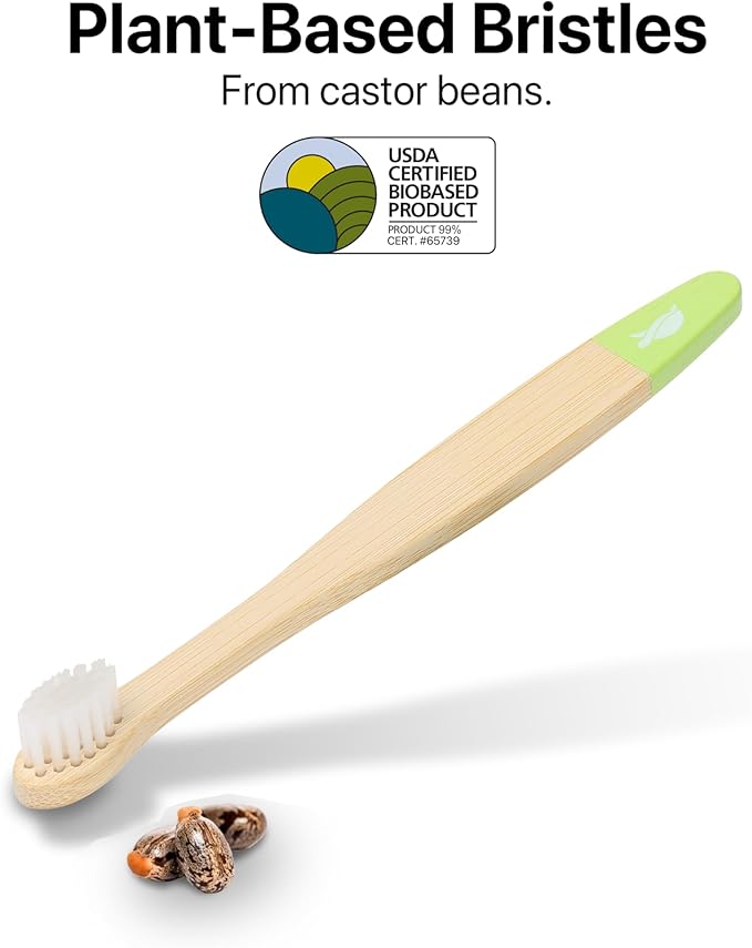 Sea Turtle Plant-Based Bristles, Ultra-Soft Bamboo Toothbrushes, Individually Sealed for Babies (10 Pack)