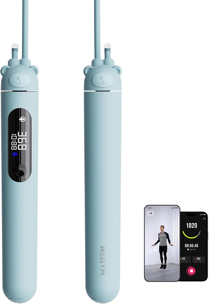 Smart Jump Rope for Men Women, Adjustable Jump Rope for Indoor Outdoor Workout, Jump Counting, Tracking - Data Analysis LED Display Screen Rechargeable Skipping Rope Fitness Gift for Adults Kids