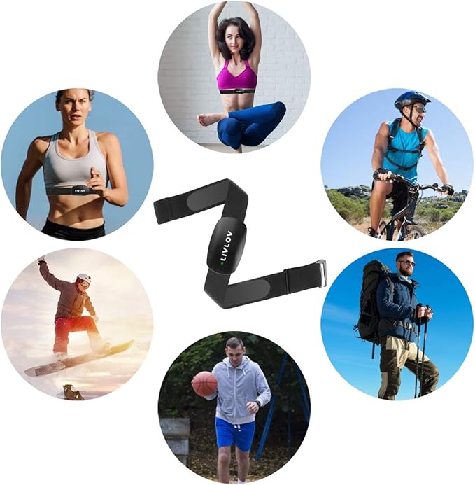 Heart Rate Monitor Replacement Chest Strap Fits for Polar H9 H7 Wahoo Tickr Garmin Hrm Chest Belt, Waterproof Adjustable Size