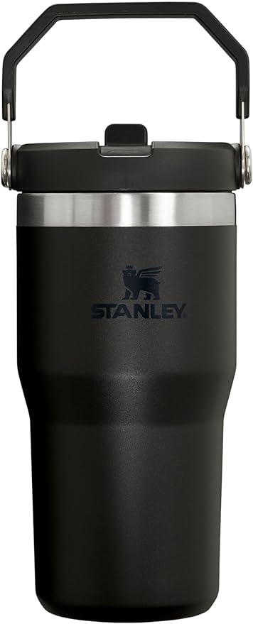 Stanley IceFlow Flip Straw Tumbler with Handle 20 oz | Twist On Lid and Flip Up Straw | Leak Resistant Water Bottle | Insulated Stainless Steel |BPA-Free | Black 2.0