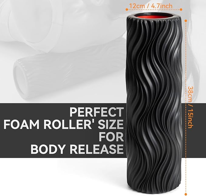 Foam Roller High-Density Exercise Roller, Deep Tissue Muscle Massage, Stretching, Relieves Muscles, Improves Mobility, Fitness Roller for Pilates, Yoga, Ideal for Athletes, Beginners & Recovery