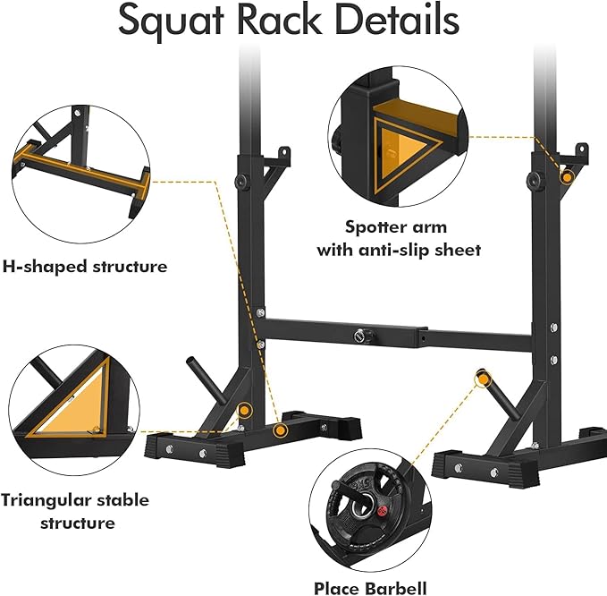 BangTong&Li Squat Rack Stand,Barbell Rack,Bench Press Rack Stand Home Gym Adjustable Weight Rack 550Lbs