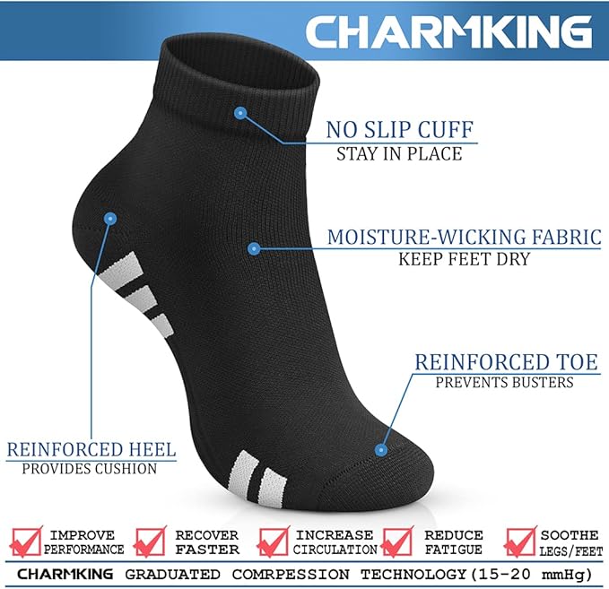 CHARMKING Compression Socks for Women & Men Circulation 15-20 mmHg is Best for Athletic Running Cycling Nurse Daily Wear