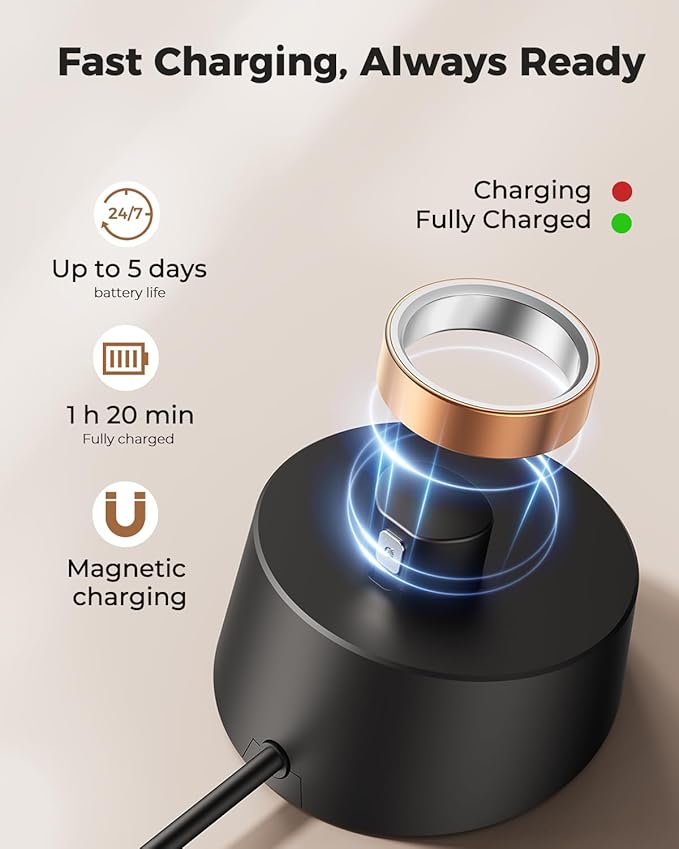 MUNBYN Smart Ring for Women and Men, Fitness Tracker with Sleep Tracking, Heart Rate, Blood Oxygen, Health Reports, Step Counter, 5ATM Waterproof, Compatible with iOS & Android, Rose Gold 8