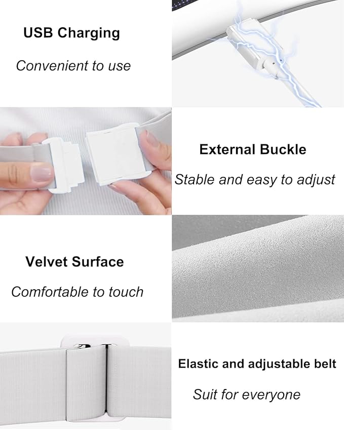 Electric Heating Pad,Portable Cordless Menstrual Heating Pad with 4 Heat Levels and 4 Massage Modes, Heating Pad for Cramps,Back Pain Relief (White)