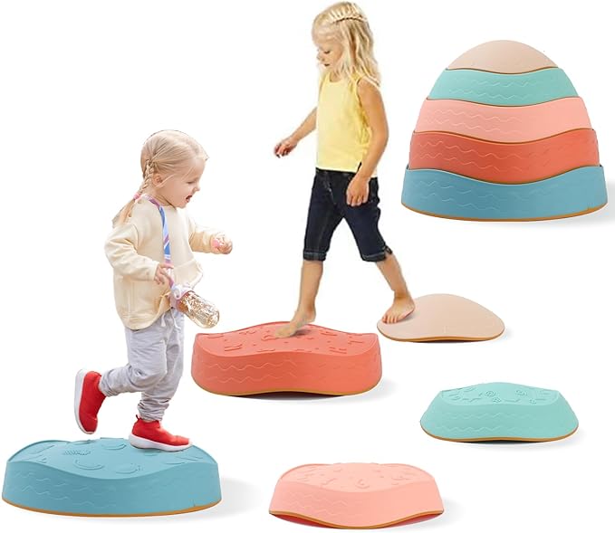 Fanboxk Stepping Stones for Kids,Non-Slip Toddlers Stepping Stones for Promoting Children's Balance Coordination Skills,Obstacle Courses Sensory Toys Outdoor or Indoor Play for Kids 3-8