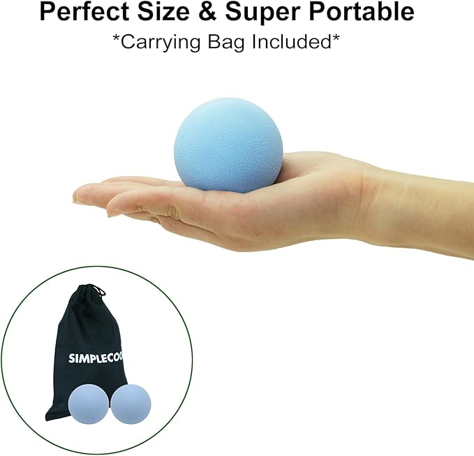 Hard Lacrosse Ball Massage Ball Therapy. Firm Trigger Point Massager Tool for Deep Tissue Yoga Physiotherapy Myofascial Release Muscle Relax Plantar Fasciitis Pain Relief (2 Pack) (Blue)