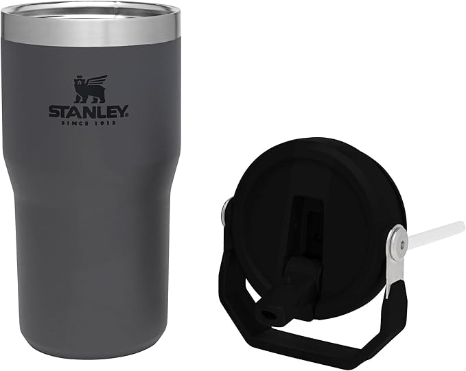 Stanley IceFlow Flip Straw Tumbler with Handle 20 oz | Twist On Lid and Flip Up Straw | Leak Resistant Water Bottle | Insulated Stainless Steel |BPA-Free | Charcoal