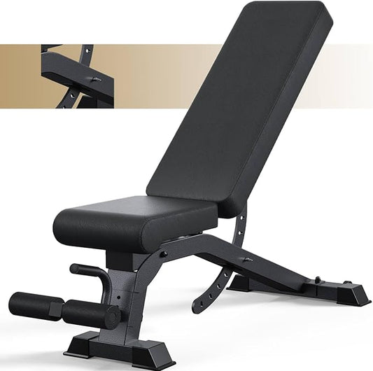 Weight Bench, 1200LB Heavy Duty Workout Bench for Home Gym, Commercial Incline-Flat-Decline Bench Press with Adjustable angles for Full Body Fitness, 4 Suitable Leg Rest Gears with Fully Upright Backrest