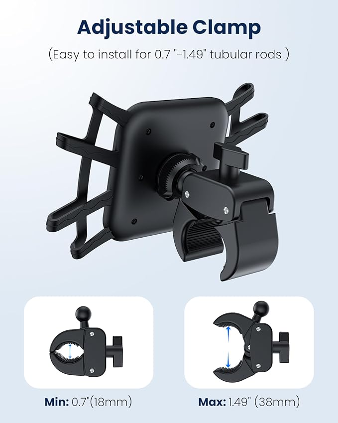 2-in-1 Spin Bike Tablet Holder Mount, Treadmill Tablet Holder Anti-Slip Silicone Design, Phone Holder for Peloton Bike Fits All 5.5-12.9"" Cell Phones and Tablets, Black, Z11pro