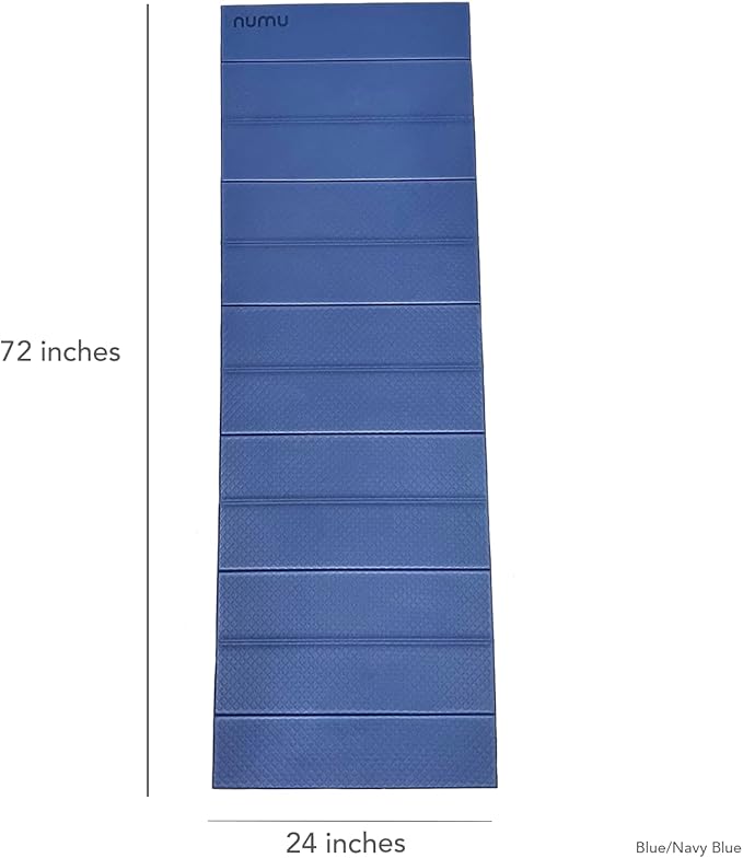 Numu Foldable Yoga Mat with Yoga Carrying Strap - Nonslip, Lightweight, and Portable 1/4” Inch Thick Workout Exercise Mat - Perfect for Easy Storage and Travel