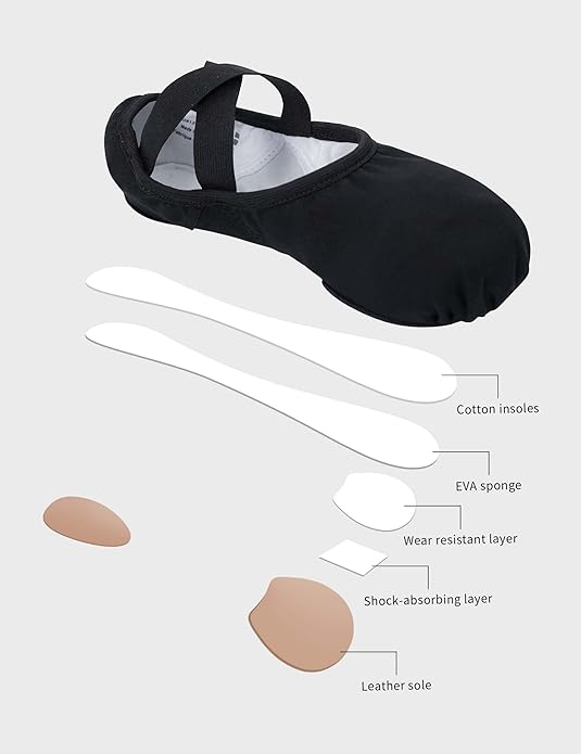 Cloud Soft 4 Way Stretch Canvas Ballet Shoes Split Sole Dance Slippers for Toddler Girls, Little Big Kids Training