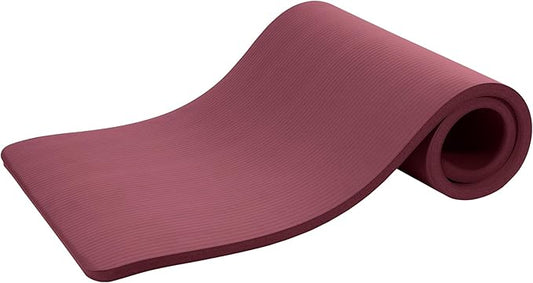 BalanceFrom 1-Inch Thick High-Density Exercise Yoga Mat, Non-Slip Workout Mat with Carry Strap for Men & Women, Ideal for Pilates, Stretching & Floor Exercises at Home or Gym, Multiple Color