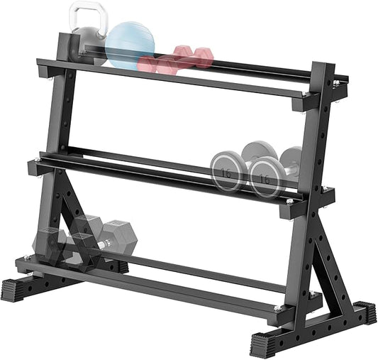 Papababe Dumbbell Rack for Home Gym, 3-Tier Weight Rack 1000lbs Capacity Dumbbell Storage Rack, Heavy Duty Weight Storage Organizer for Dumbbells and Kettlebells