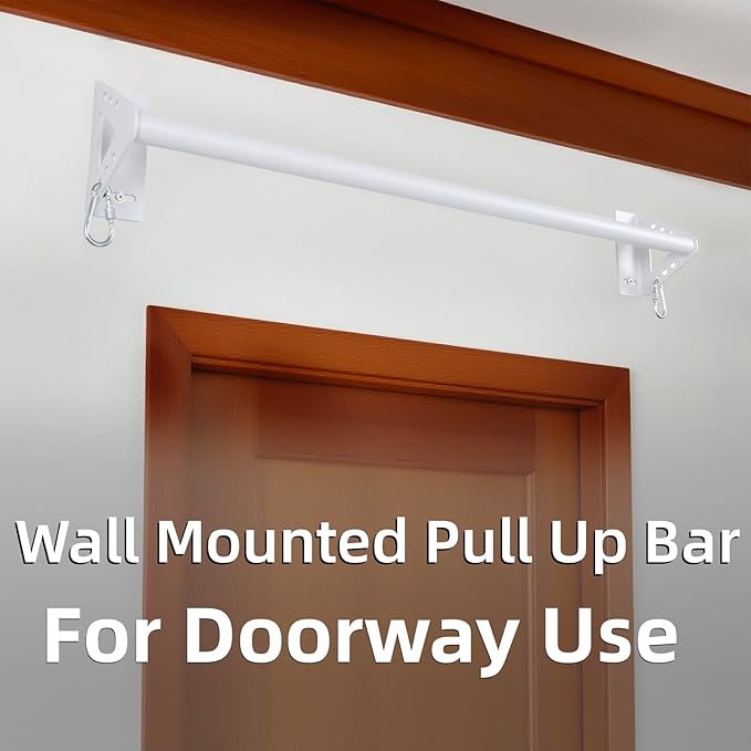 Wall Mounted Doorway Pull Up Bar, Heavy Duty Strength Training Pull-Up Bars for Doorframe, Support Beam or Joist Mount Thick Metal Sturdy Construction Support 500 lbs