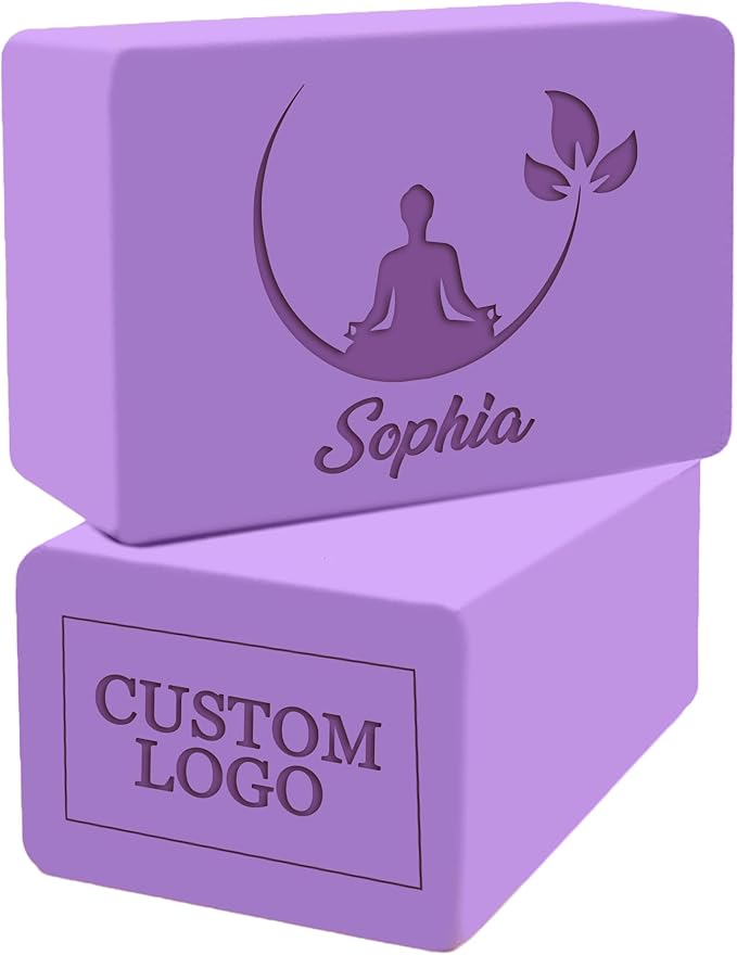 Personalized Yoga Blocks 2 Pack with Custom Design, Yoga Blocks for Women, Exercise blocks Yoga Blocks Soft Non-Slip for Pilates, Meditation, Custom Yoga Accessories