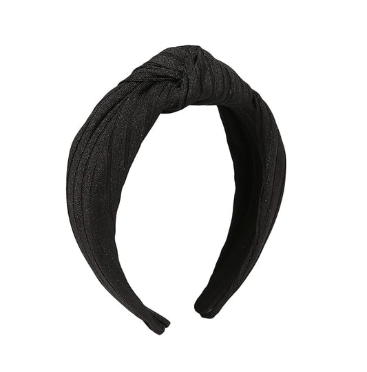 Madison Tyler Headbands for Women | Fashion Boho Headbands Top Knotted With Rhinestones Elastic Workout Hairbands | Outdoor and Party Headbands for Women Non Slip. (Black)