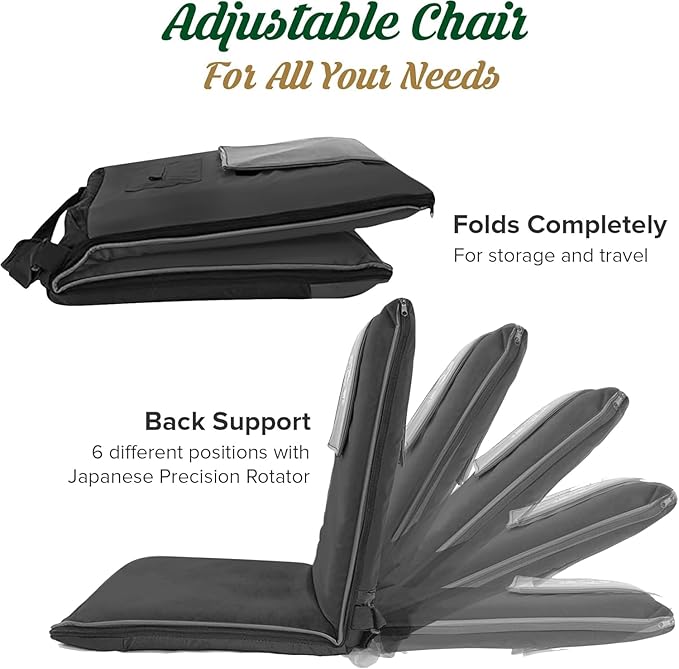 Japanese Meditation Floor Chair with Back Support for Adults - Premium Meditation Chair with Adjustable & Foldable Back for Seating, Yoga & Gaming — Folding Backjack Chairs with Backrest for Adults