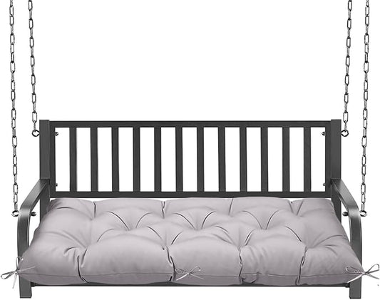 Outdoor Bench Cushion 47inches Waterproof & Fade Resistant Patio Furniture Cushions Tufted Fresh Porch Swing Lounger Loveseat Pads with Straps(Light grey-47x20in)