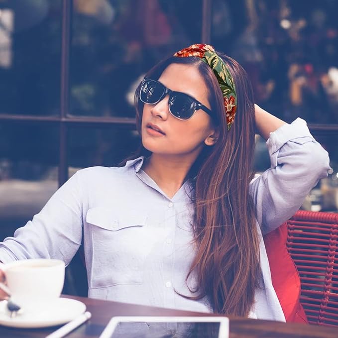 Madison Tyler Headbands for Women | Fashion Boho Headbands Top Knotted With Rhinestones Elastic Workout Hairbands | Outdoor and Party Headbands for Women Non Slip. (Floral)