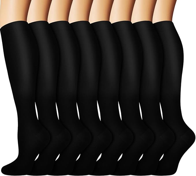 Graduated Copper Compression Socks for Men & Women Circulation 8 Pairs 15-20mmHg - Best for Running Athletic Cycling